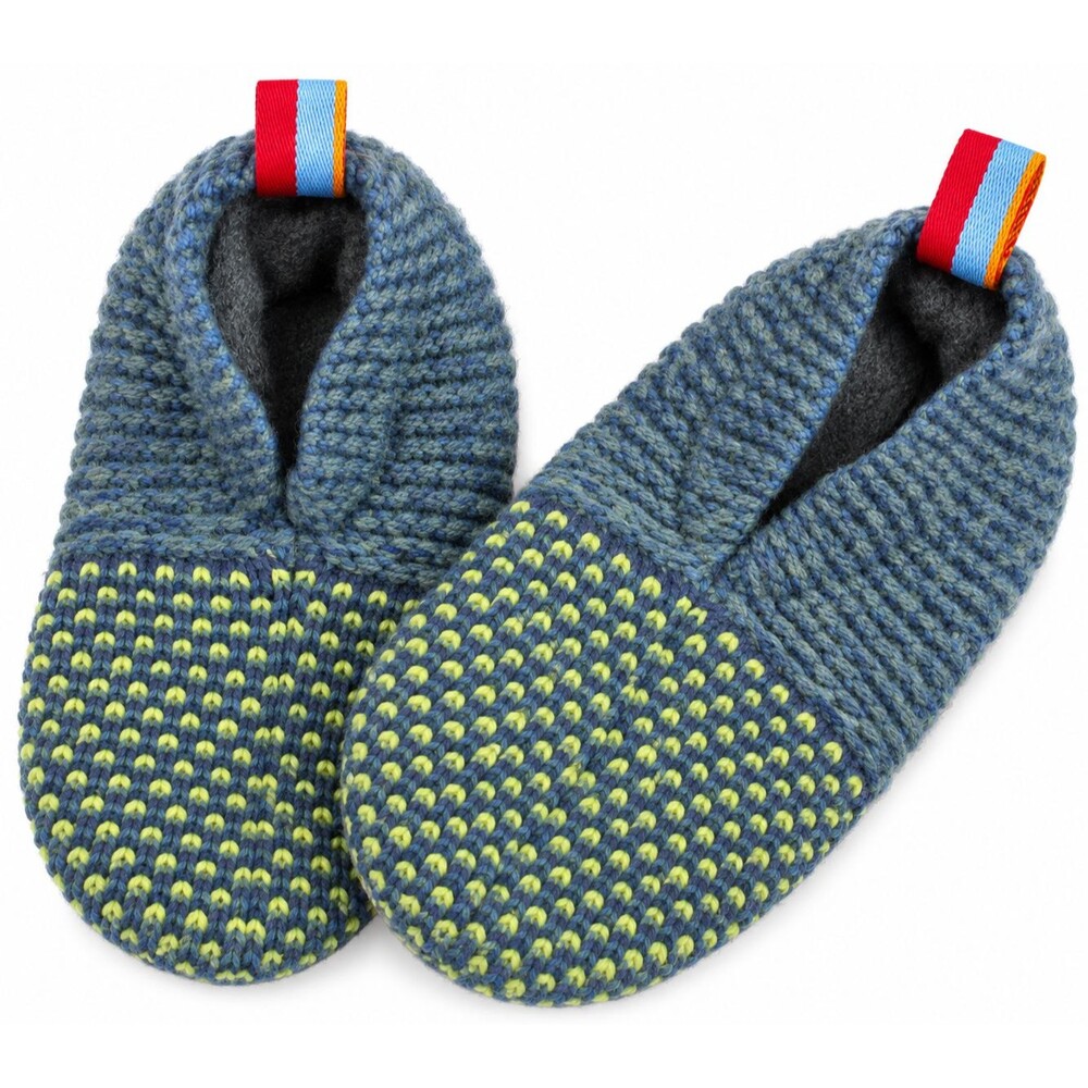 Bombas Gripper Slippers Toddler Size 5-7 Knit Blue Yellow Excellent Never Worn